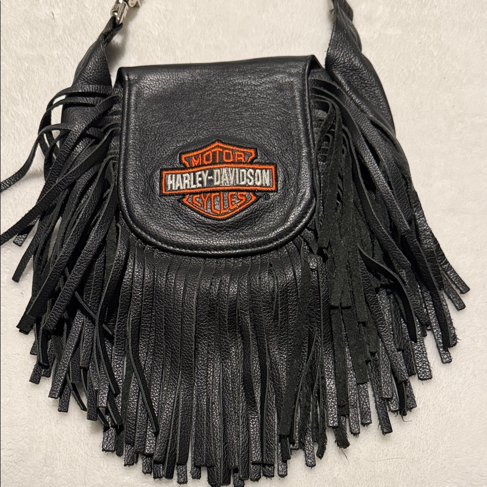 Harley-Davidson Black Leather Fringe Pouch